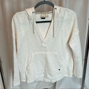 Roxy Women's Cream V-Neck Hoodie Sweatshirt- Size Small